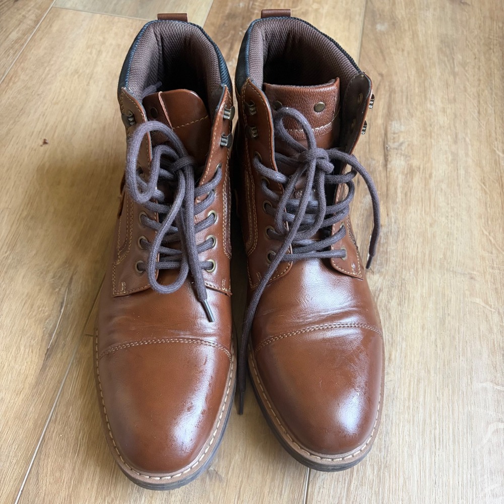 Sonoma Goods for Life Graham Cognac Brown Cap Toe Lace Up Boots Mens 10.5 - Picture 2 of 6